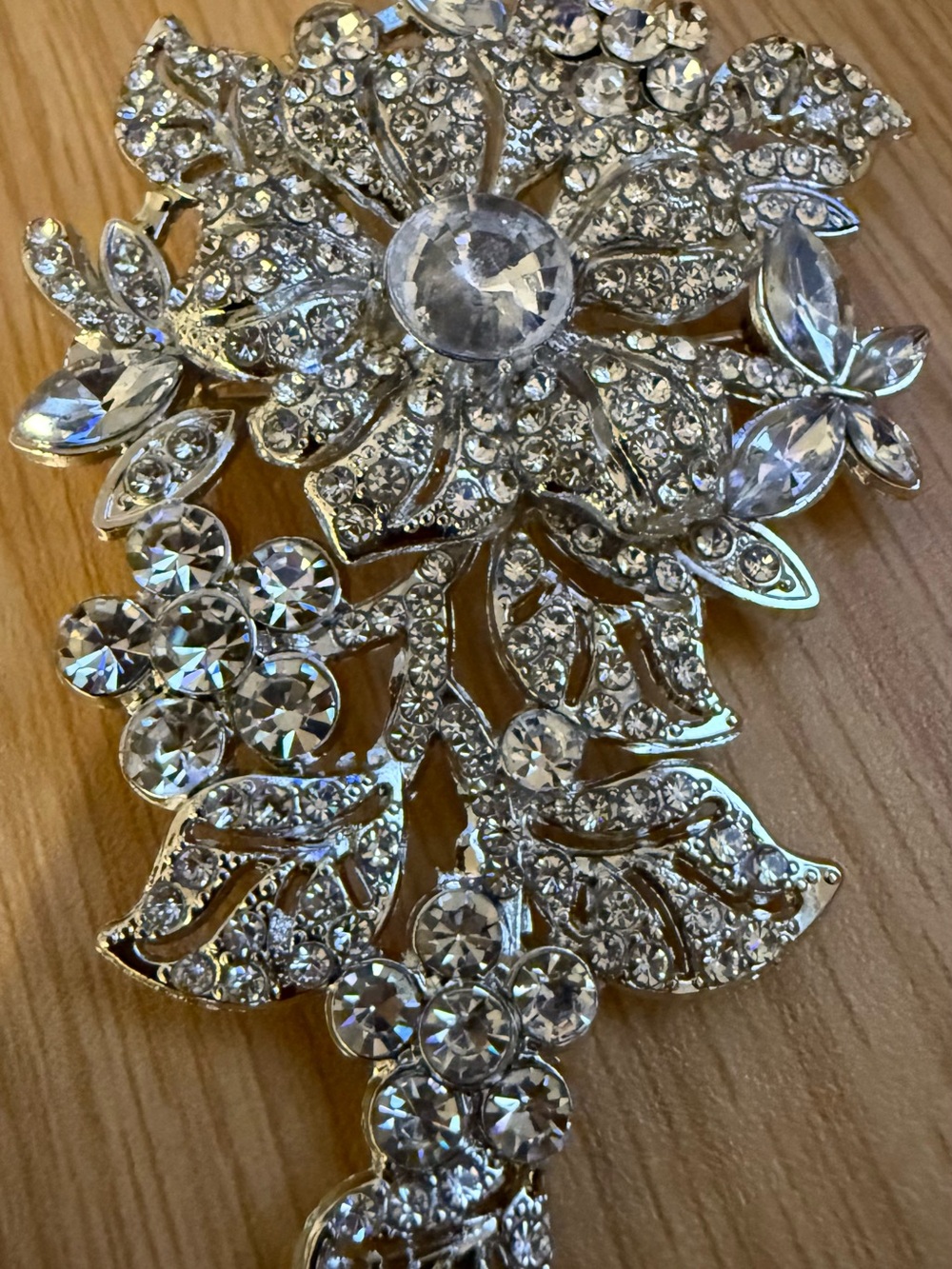Crystal Floral Brooch - Silver-Tone Sparkle - Picture 2 of 4